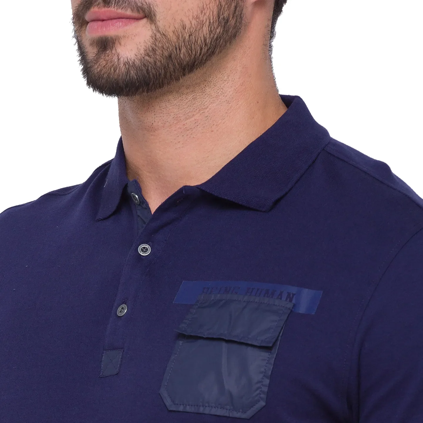 Blue Regular Fit Men's Polo T-Shirt by Being Human Clothing - Image 4