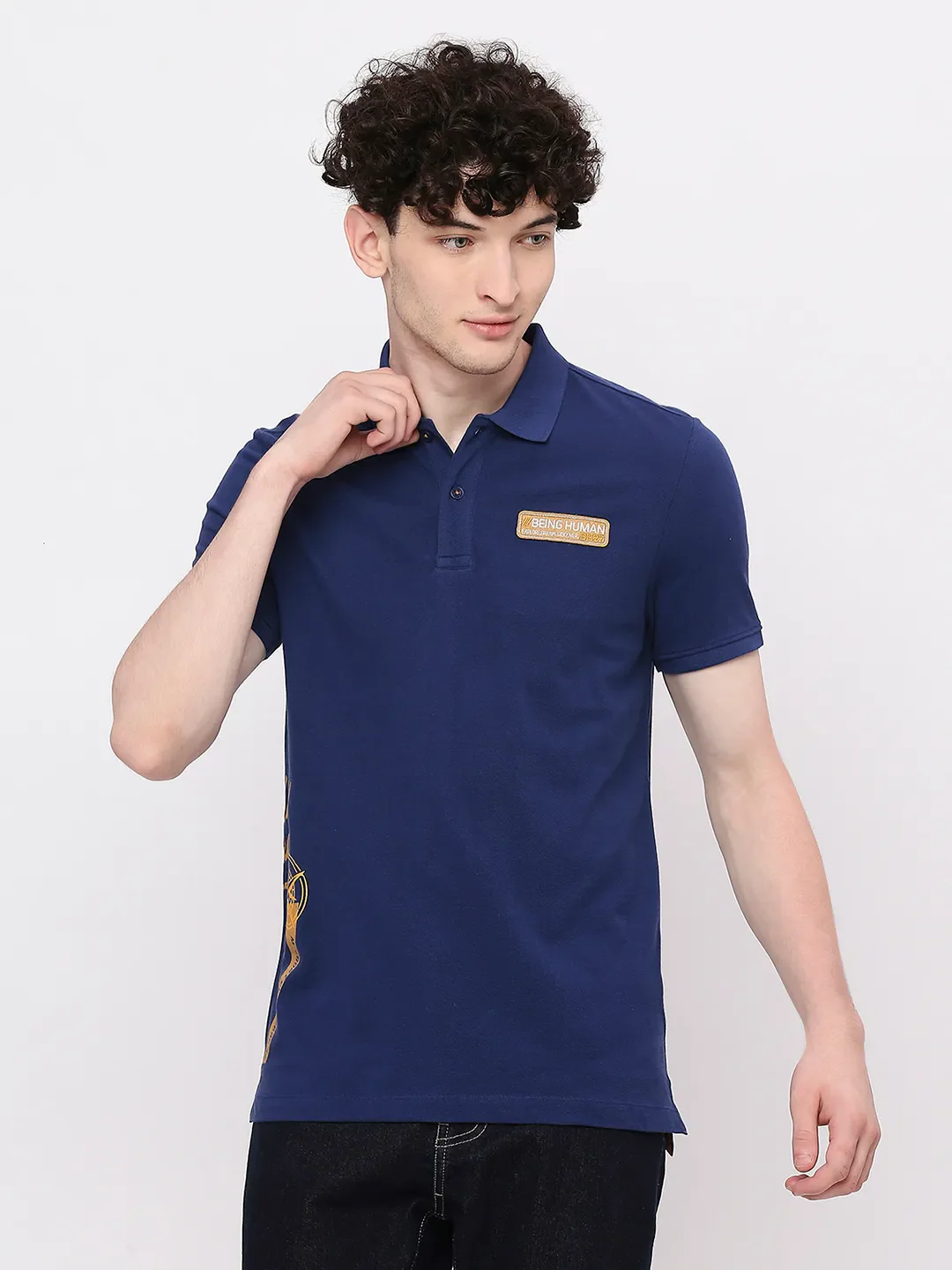Blue Regular Fit Men's Polo T-Shirt by Being Human Clothing - Image 12