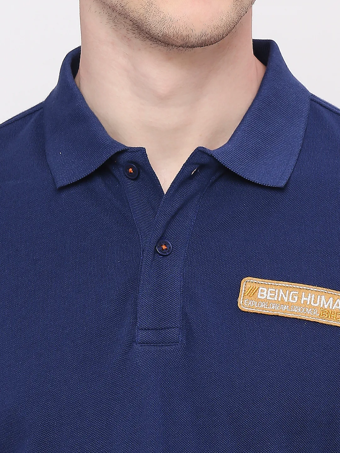 Blue Regular Fit Men's Polo T-Shirt by Being Human Clothing - Image 5
