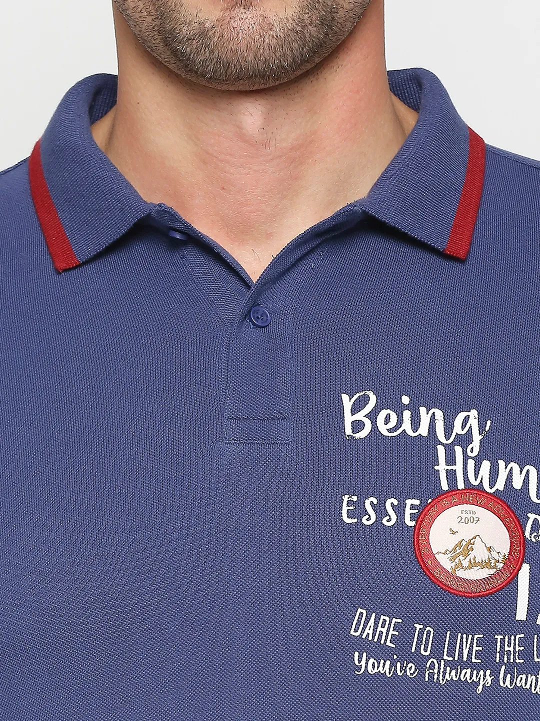 Navy Regular Fit Men's Polo T-shirt by Being Human Clothing - Image 5