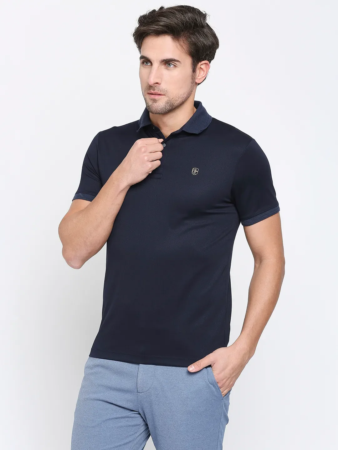 Blue Regular Fit Men's Polo T-Shirt by Being Human Clothing - Image 2