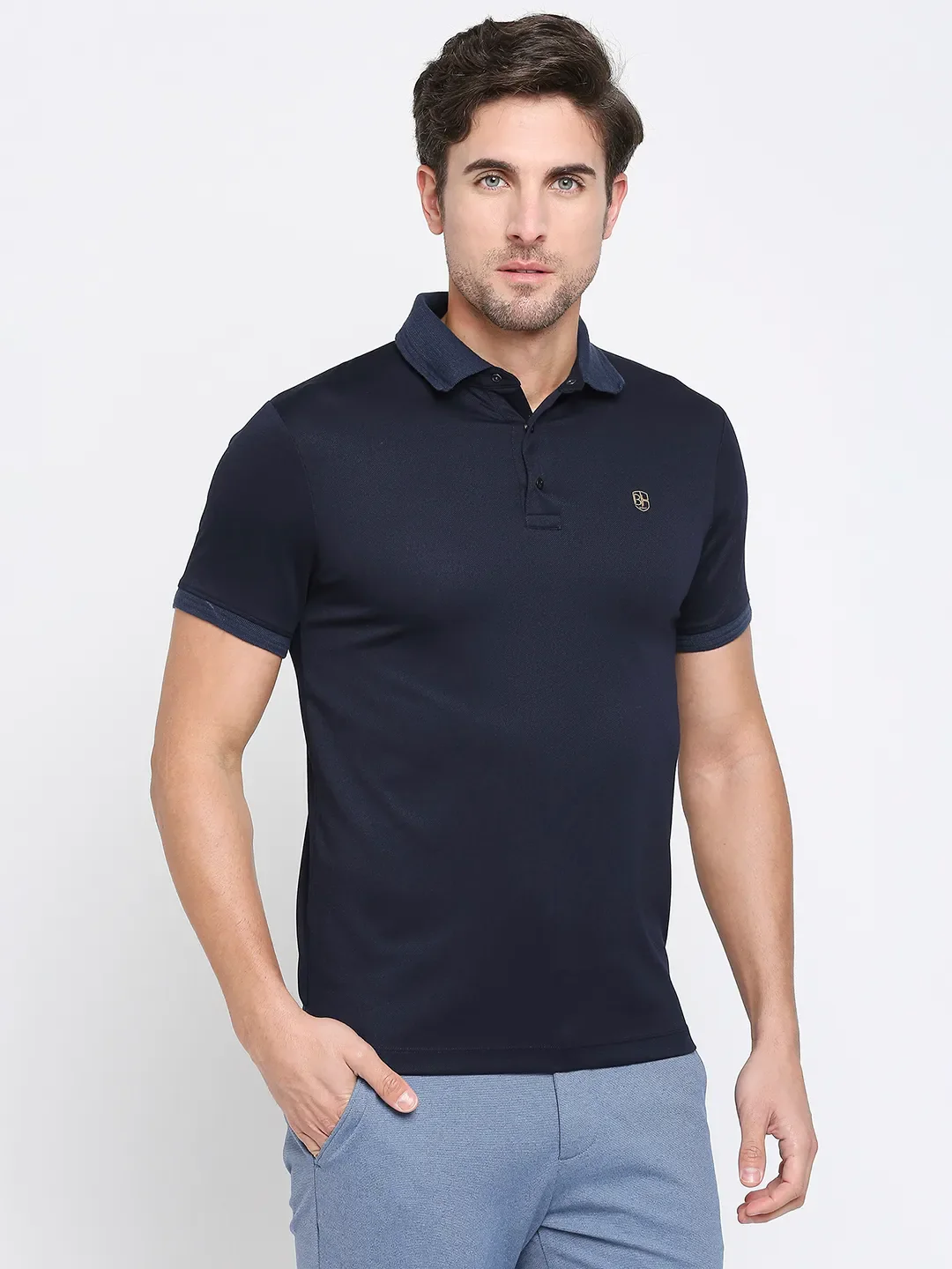 Blue Regular Fit Men's Polo T-Shirt by Being Human Clothing - Image 3