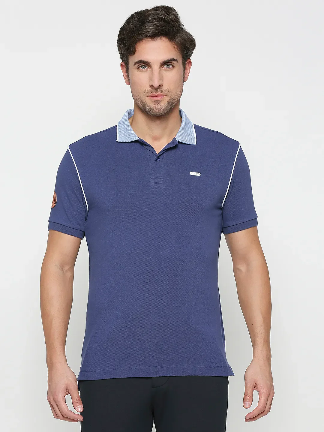 Navy Regular Fit Men's Polo T-shirt by Being Human Clothing