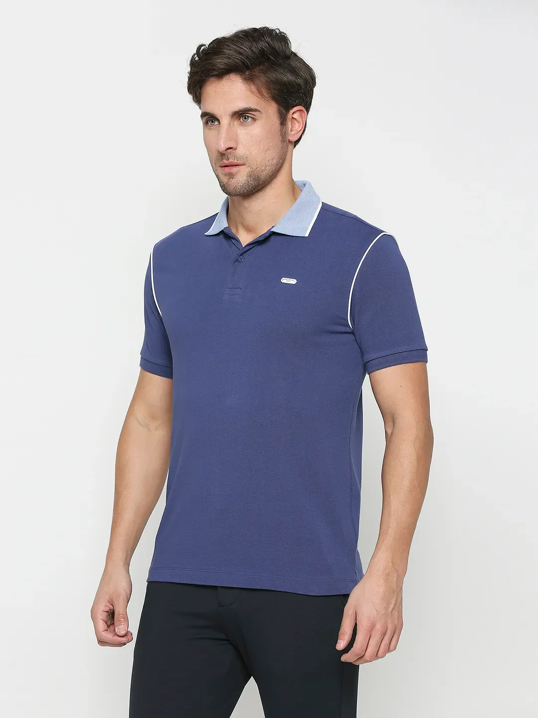 Navy Regular Fit Men's Polo T-shirt by Being Human Clothing - Image 2