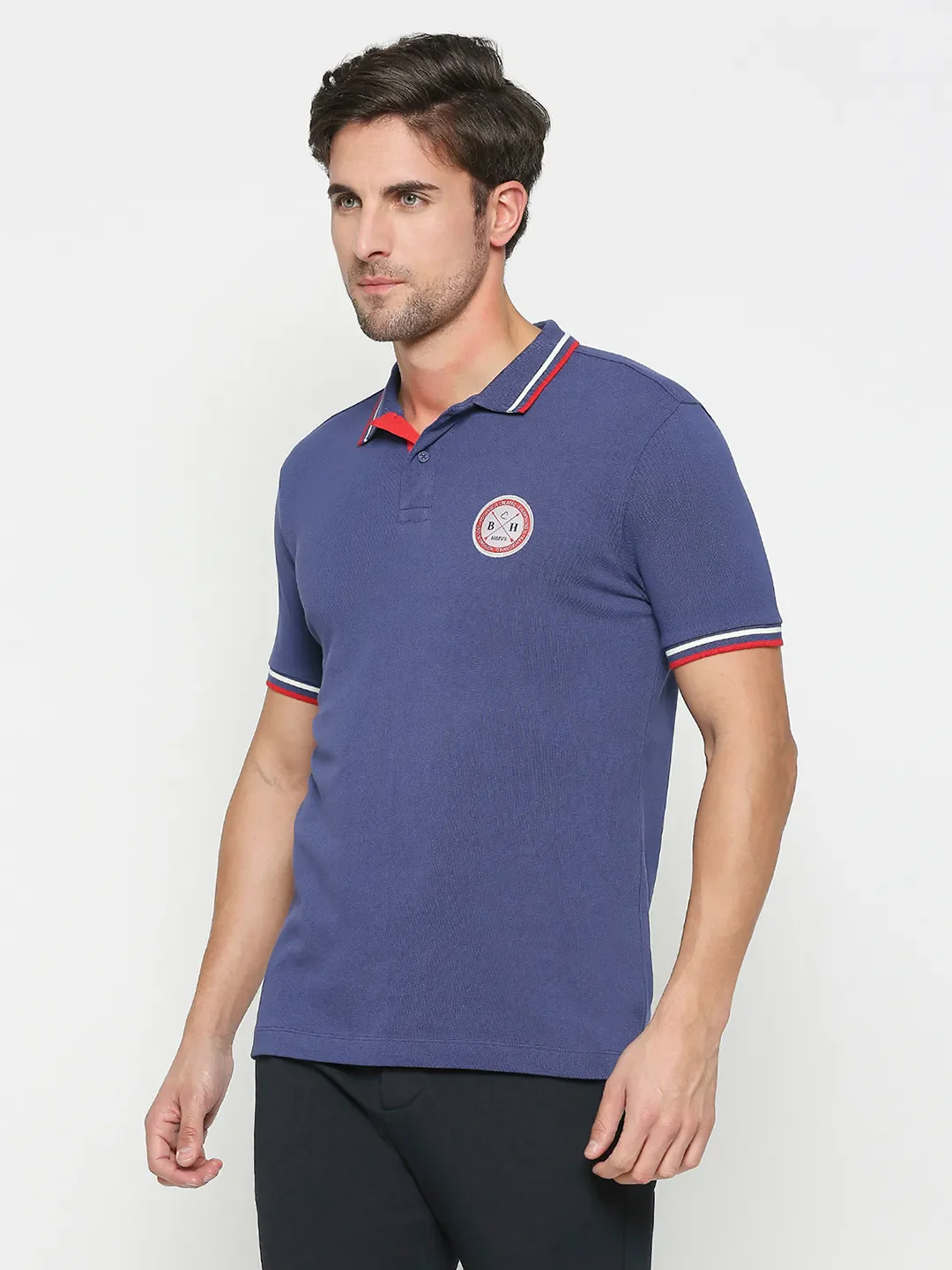 Navy Regular Fit Men's Polo T-shirt by Being Human Clothing - Image 2