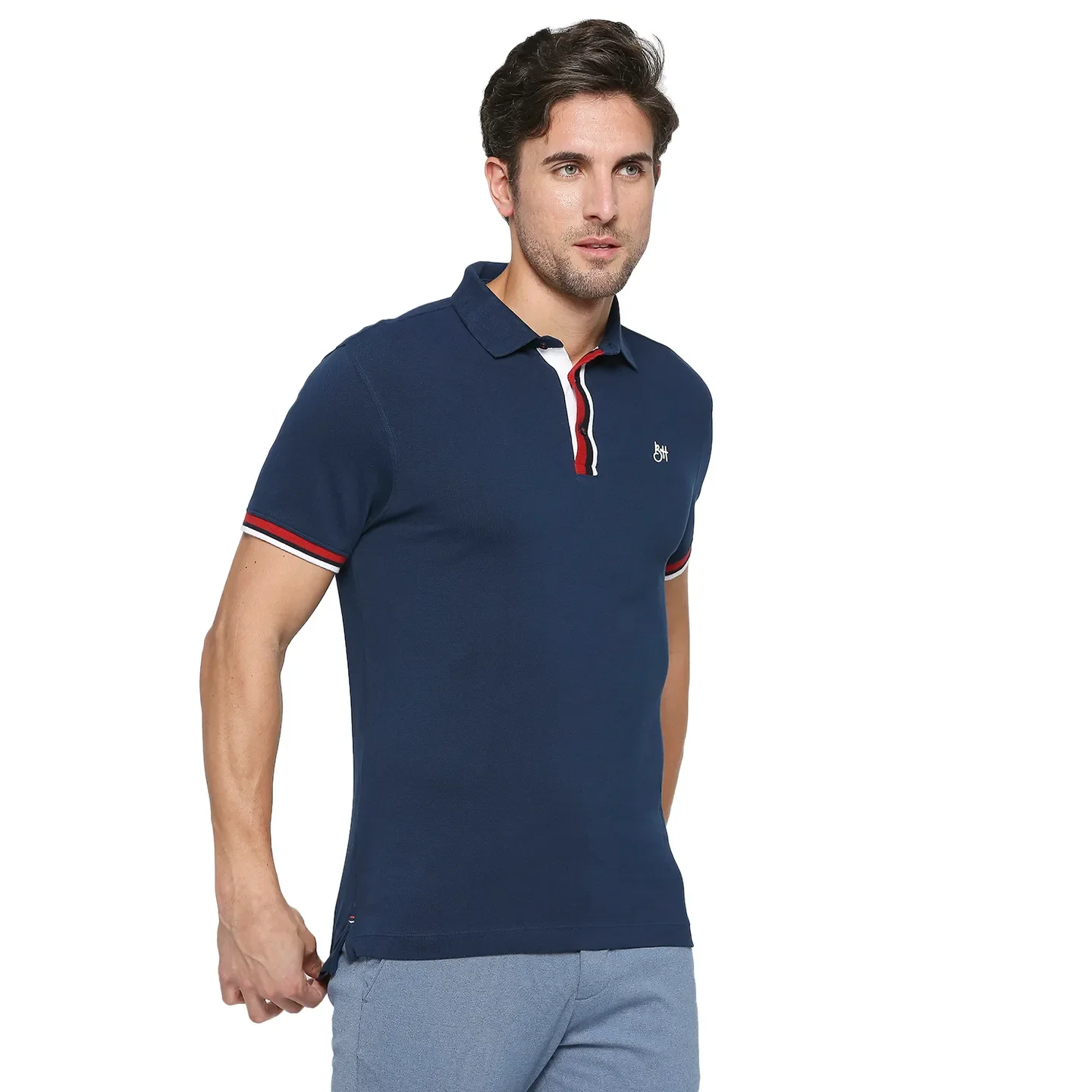 Blue Regular Fit Men's Polo T-Shirt by Being Human Clothing - Image 3