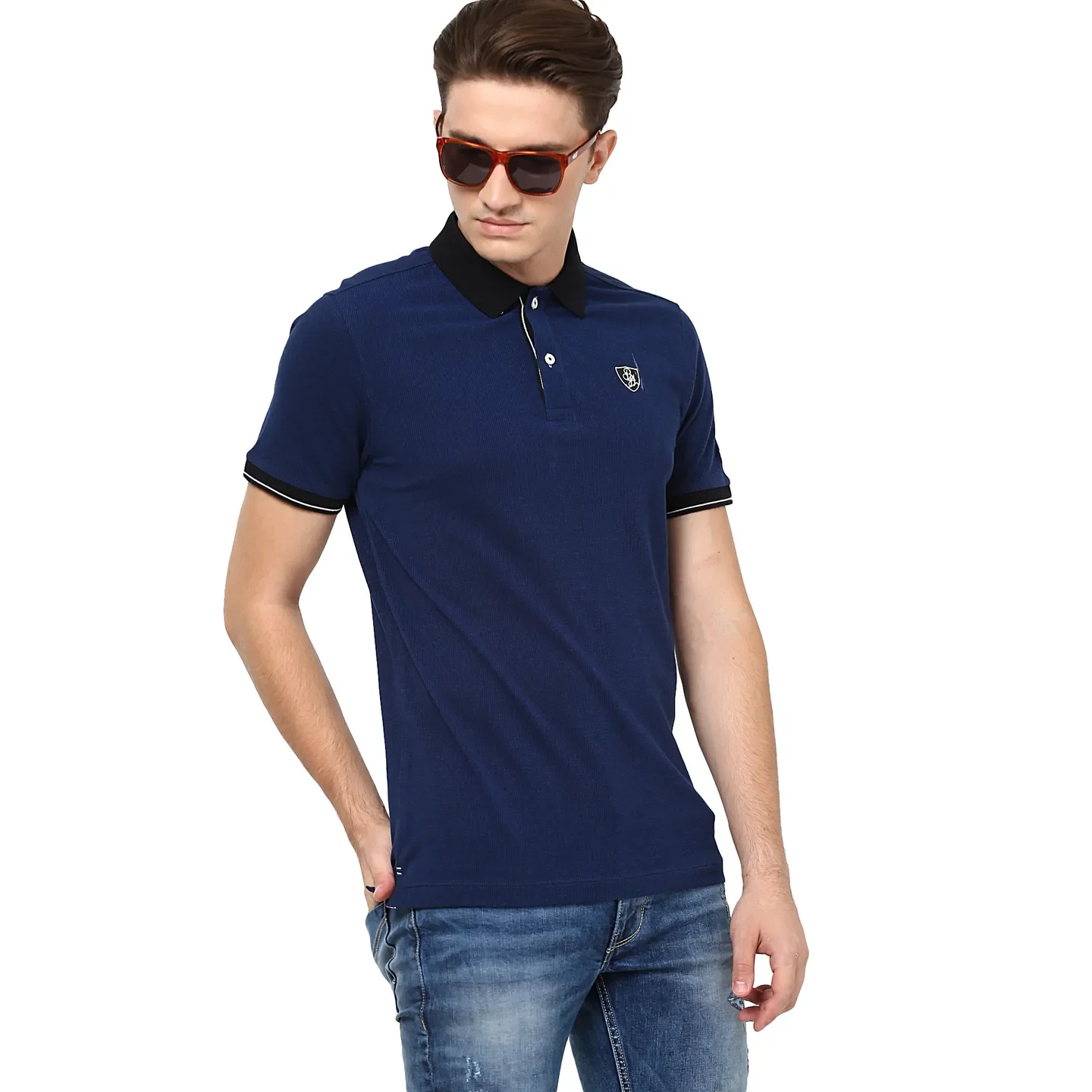 Blue Regular Fit Men's Polo T-Shirt by Being Human Clothing