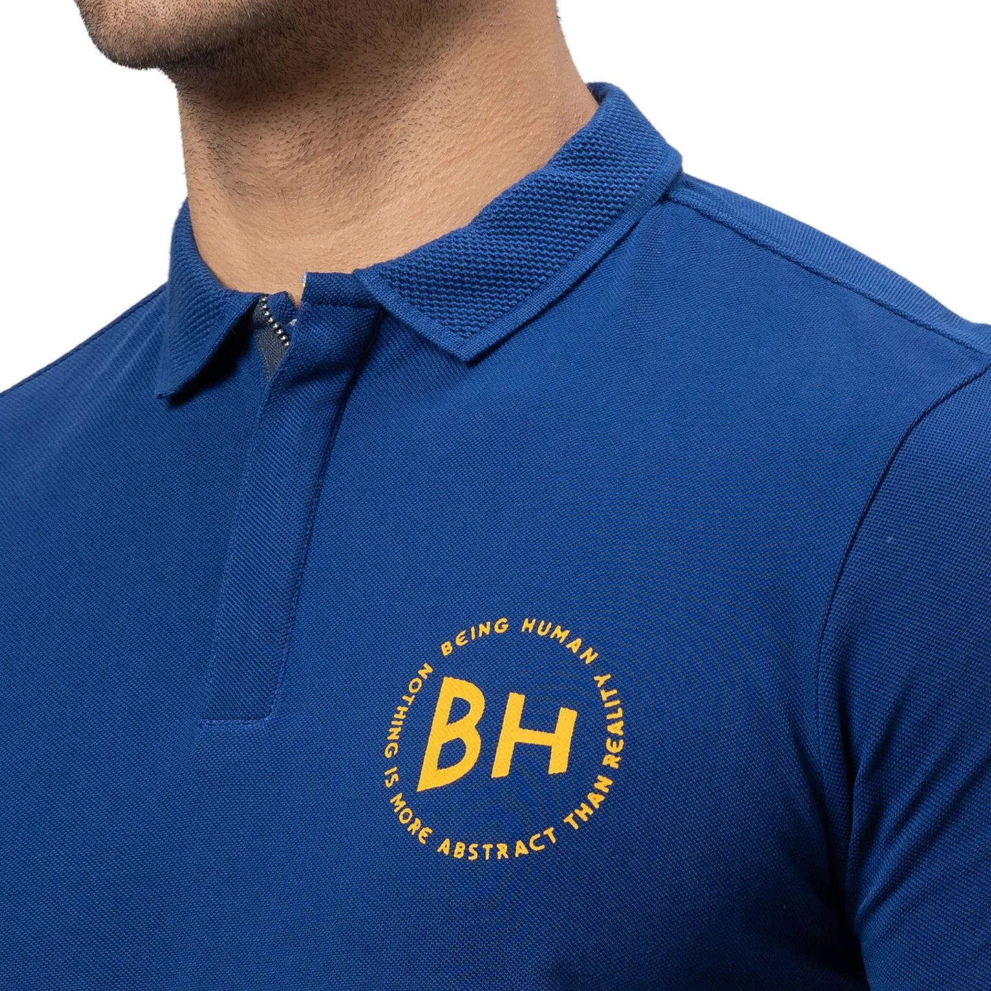 Blue Regular Fit Men's Long Sleeves Polo T-Shirt by Being Human Clothing - Image 5