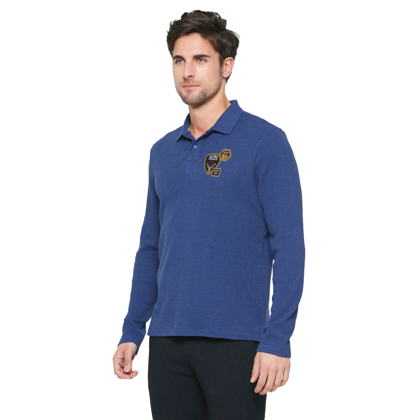 Navy Regular Fit Men's Polo T-Shirt by Being Human Clothing - Image 5