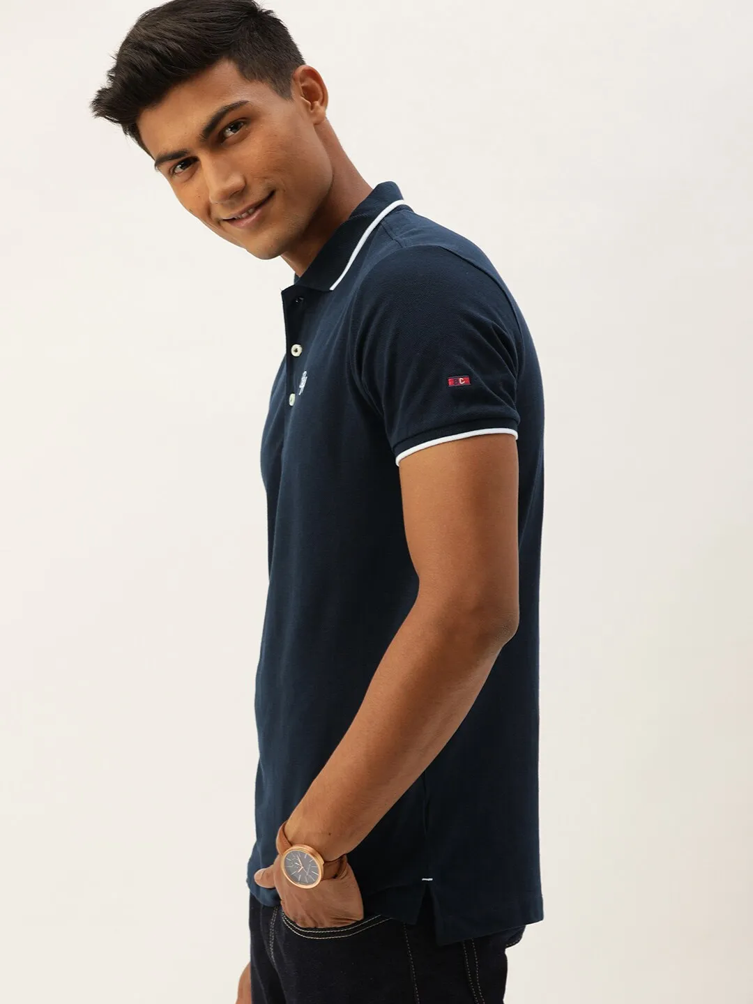 Blue Regular Fit Men's Polo T-Shirt by Being Human Clothing - Image 2