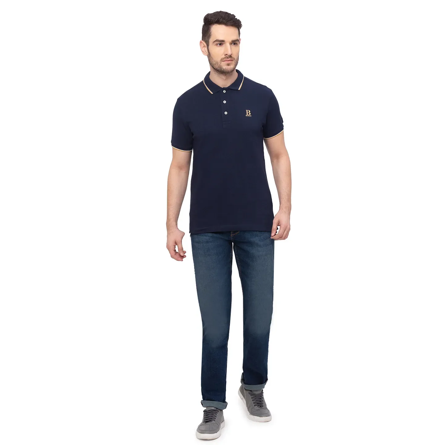 Blue Regular Fit Men's Polo T-Shirt by Being Human Clothing - Image 5