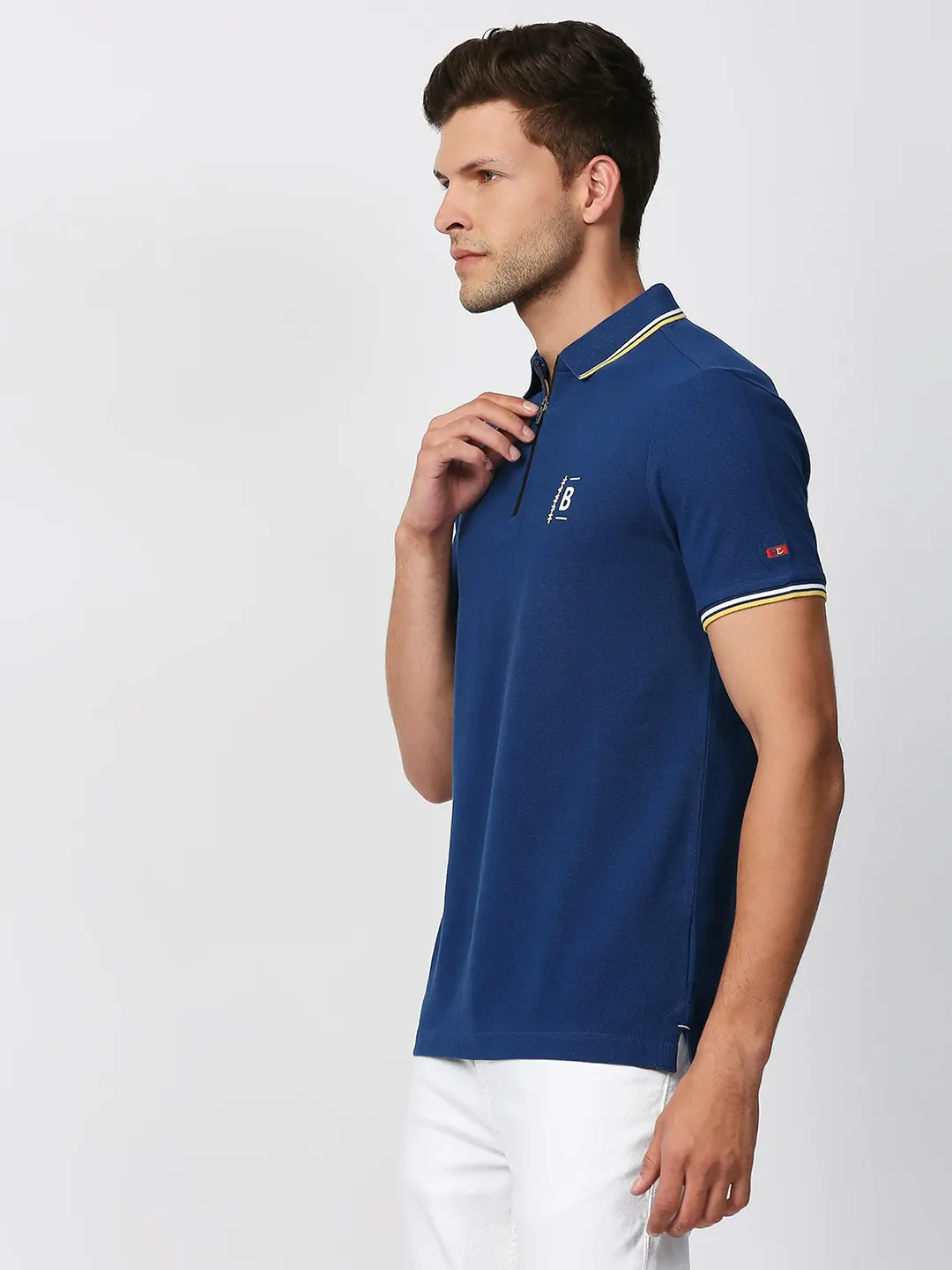 Blue Regular Fit Men's Polo T-Shirt by Being Human Clothing - Image 2