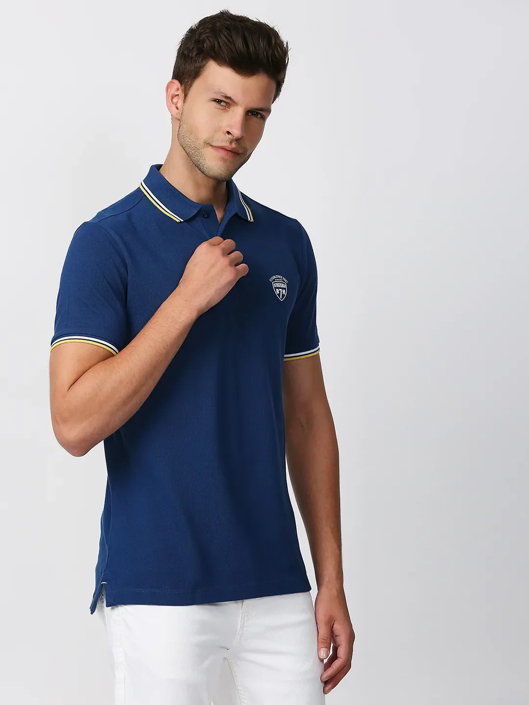 Blue Regular Fit Men's Polo T-Shirt by Being Human Clothing - Image 3
