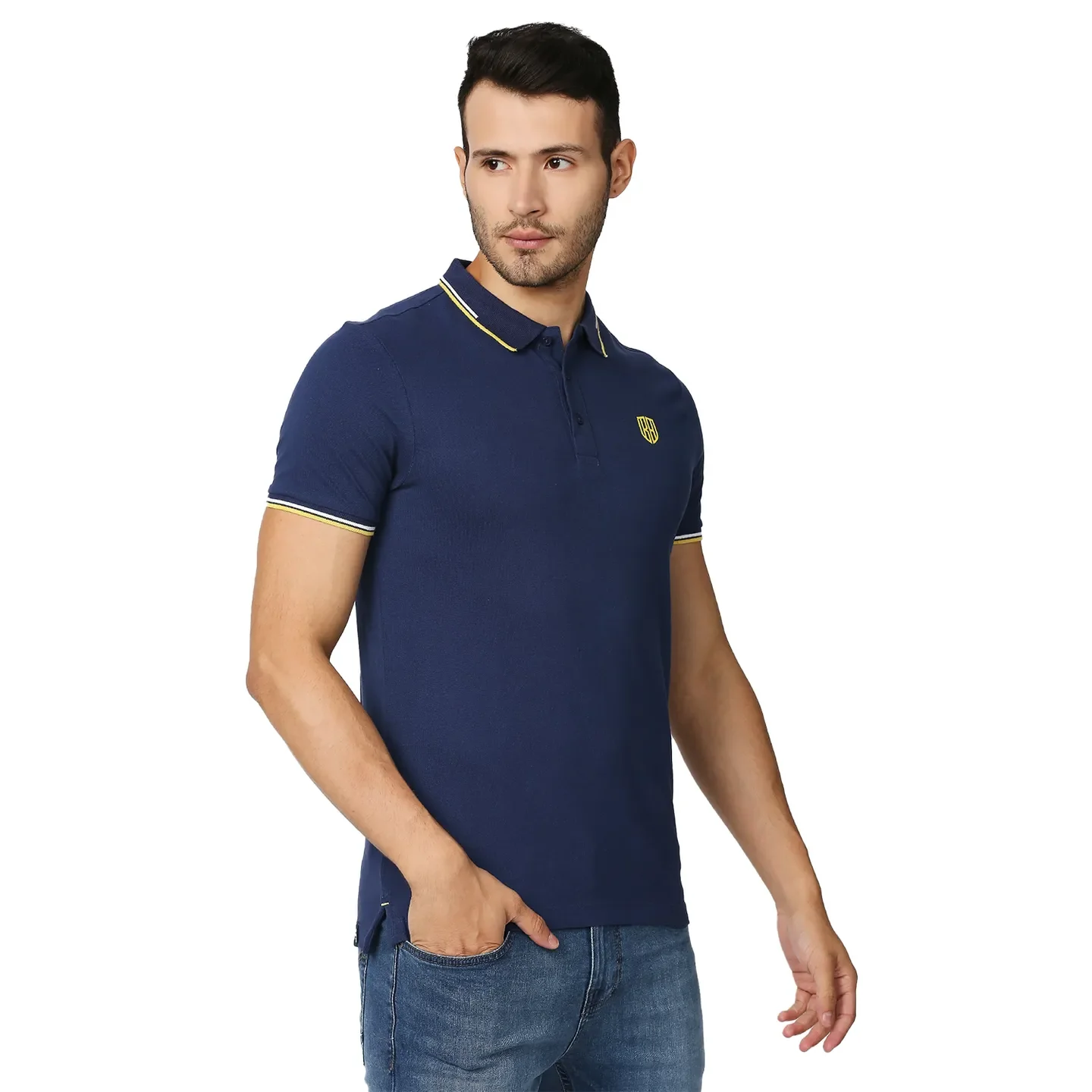 Blue Regular Fit Men's Polo T-Shirt by Being Human Clothing - Image 3