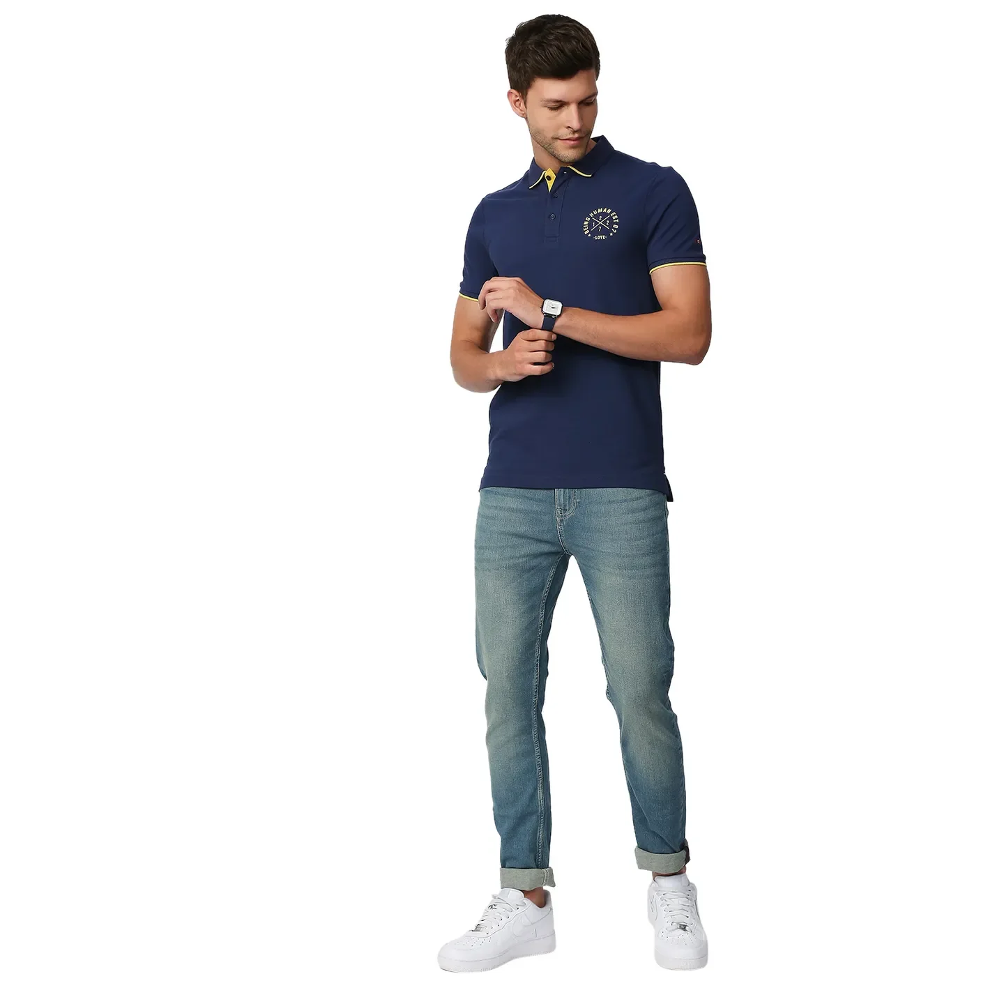 Blue Regular Fit Men's Polo T-Shirt by Being Human Clothing - Image 6