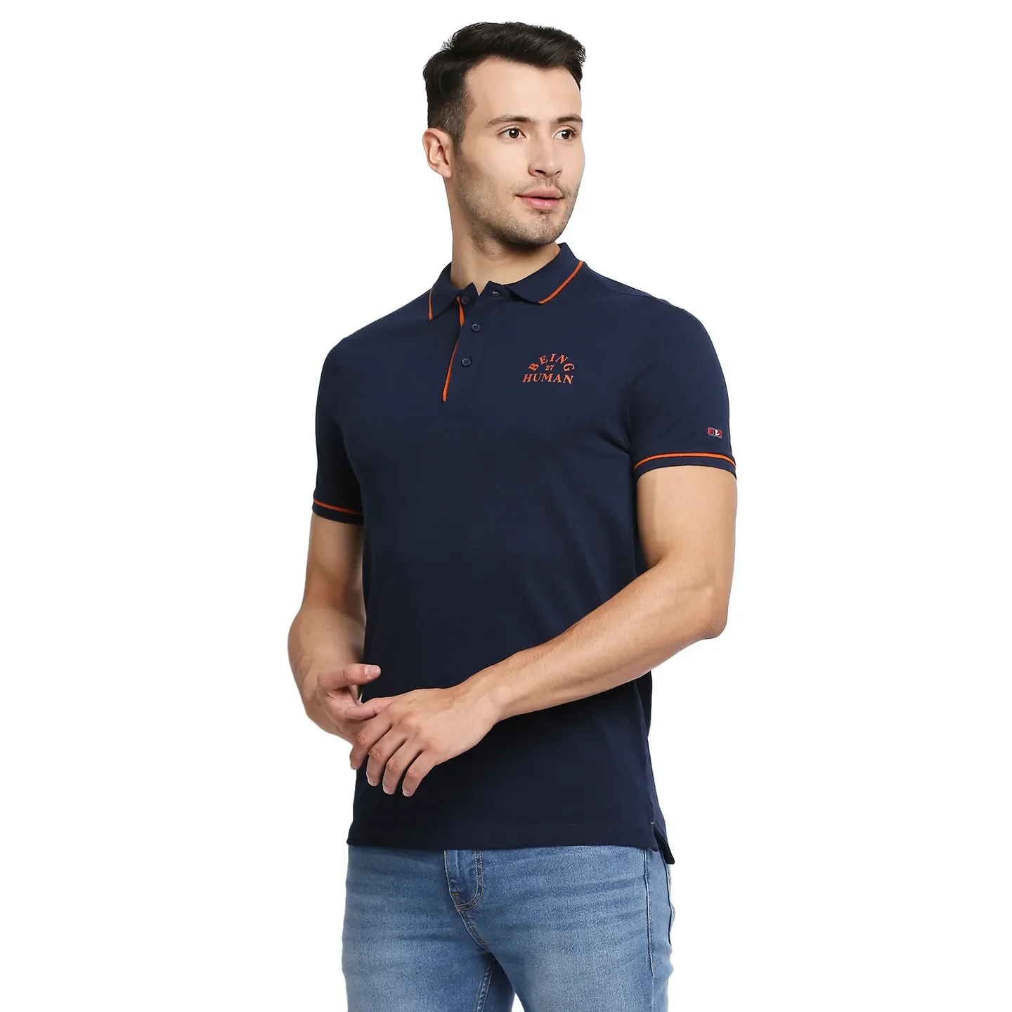 Blue Regular Fit Men's Polo T-Shirt by Being Human Clothing - Image 2