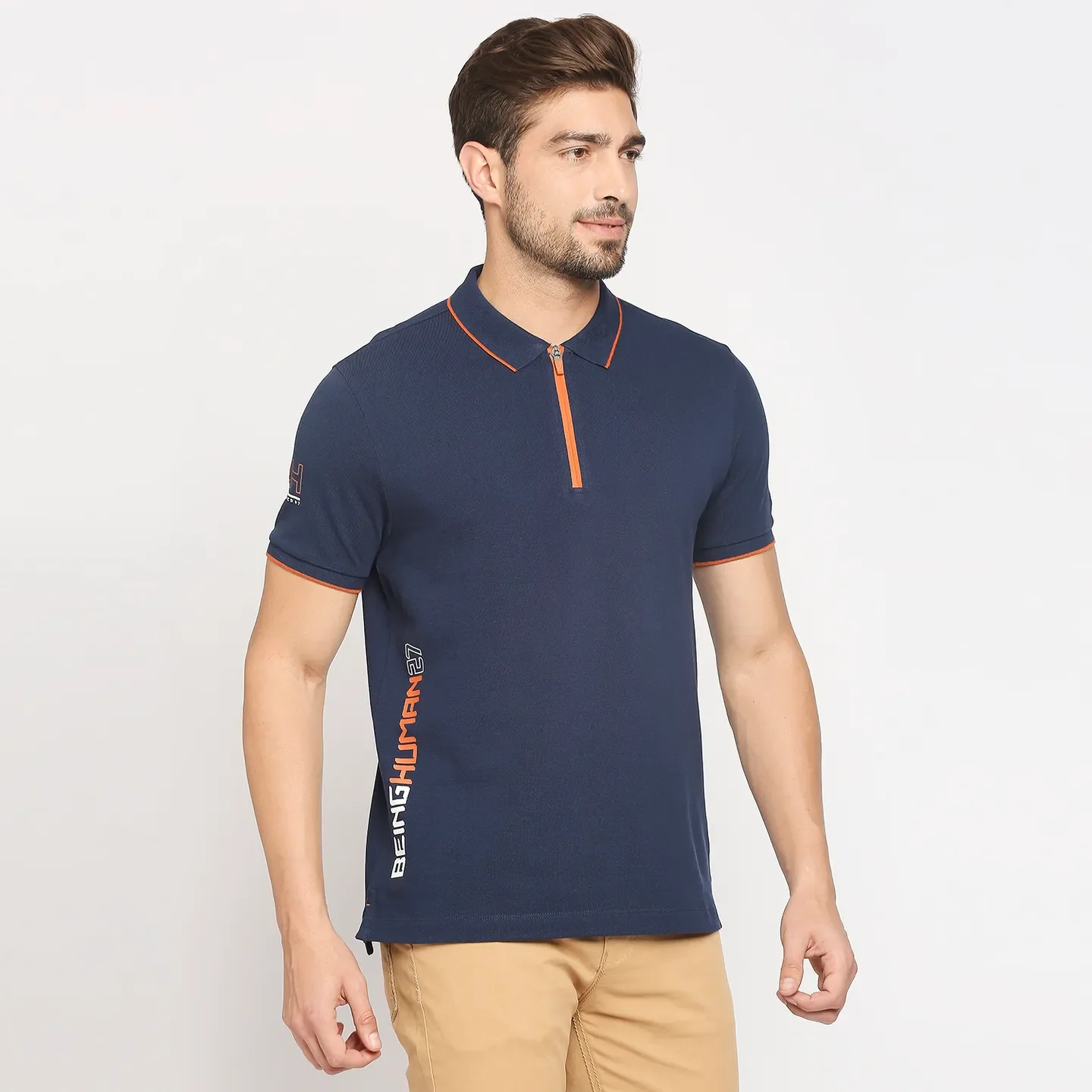 Blue Regular Fit Men's Polo T-Shirt by Being Human Clothing - Image 3