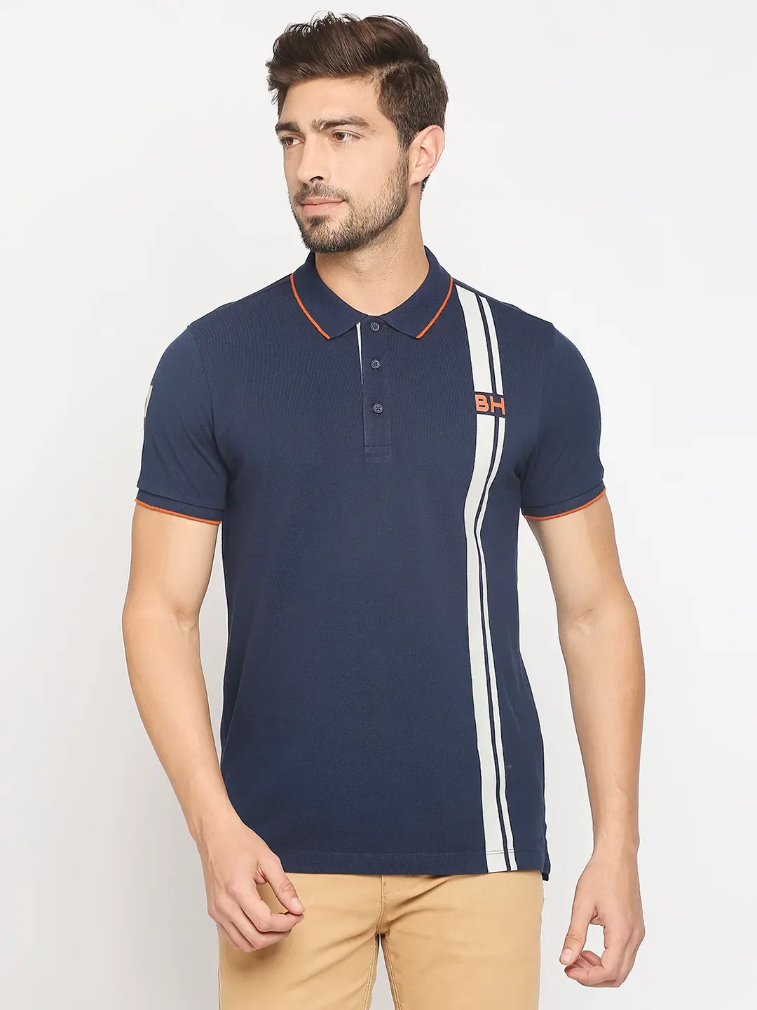 Blue Regular Fit Men's Polo T-Shirt by Being Human Clothing