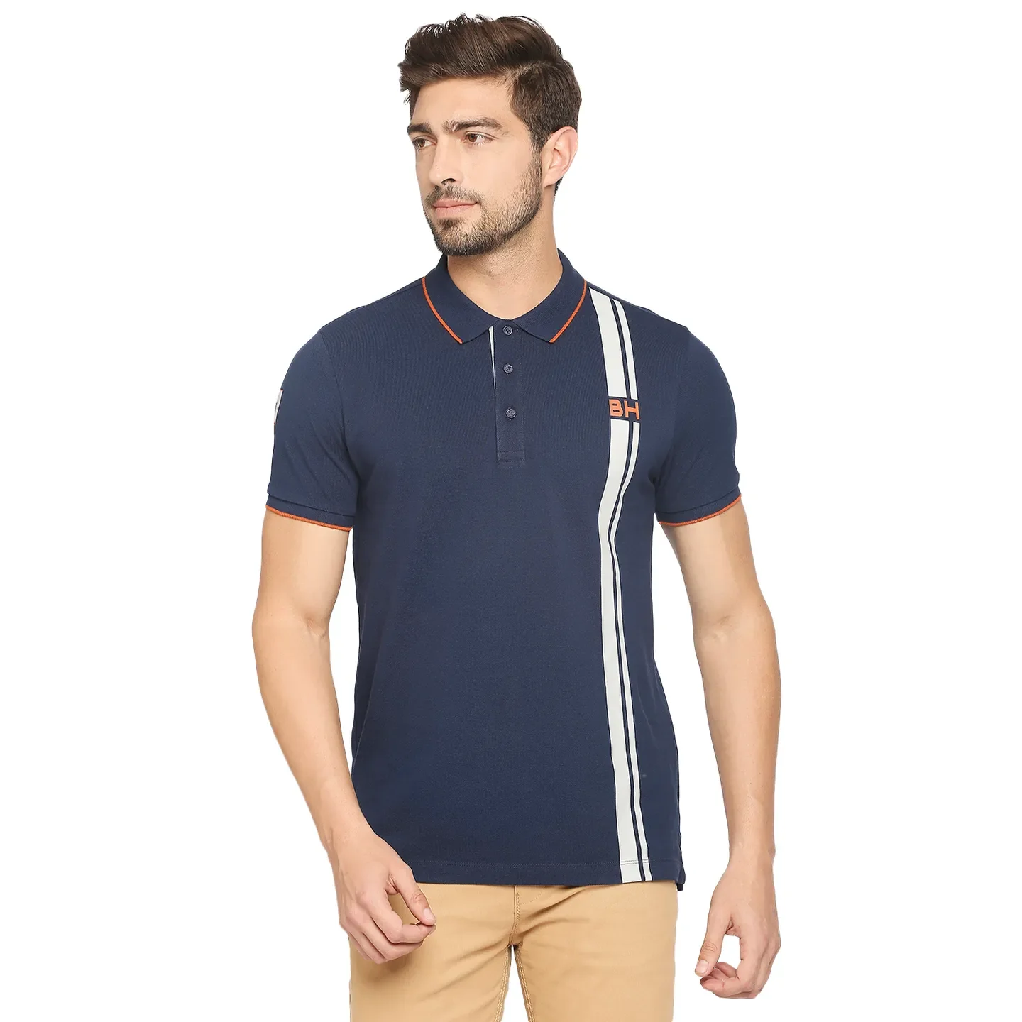 Blue Regular Fit Men's Polo T-Shirt by Being Human Clothing - Image 4