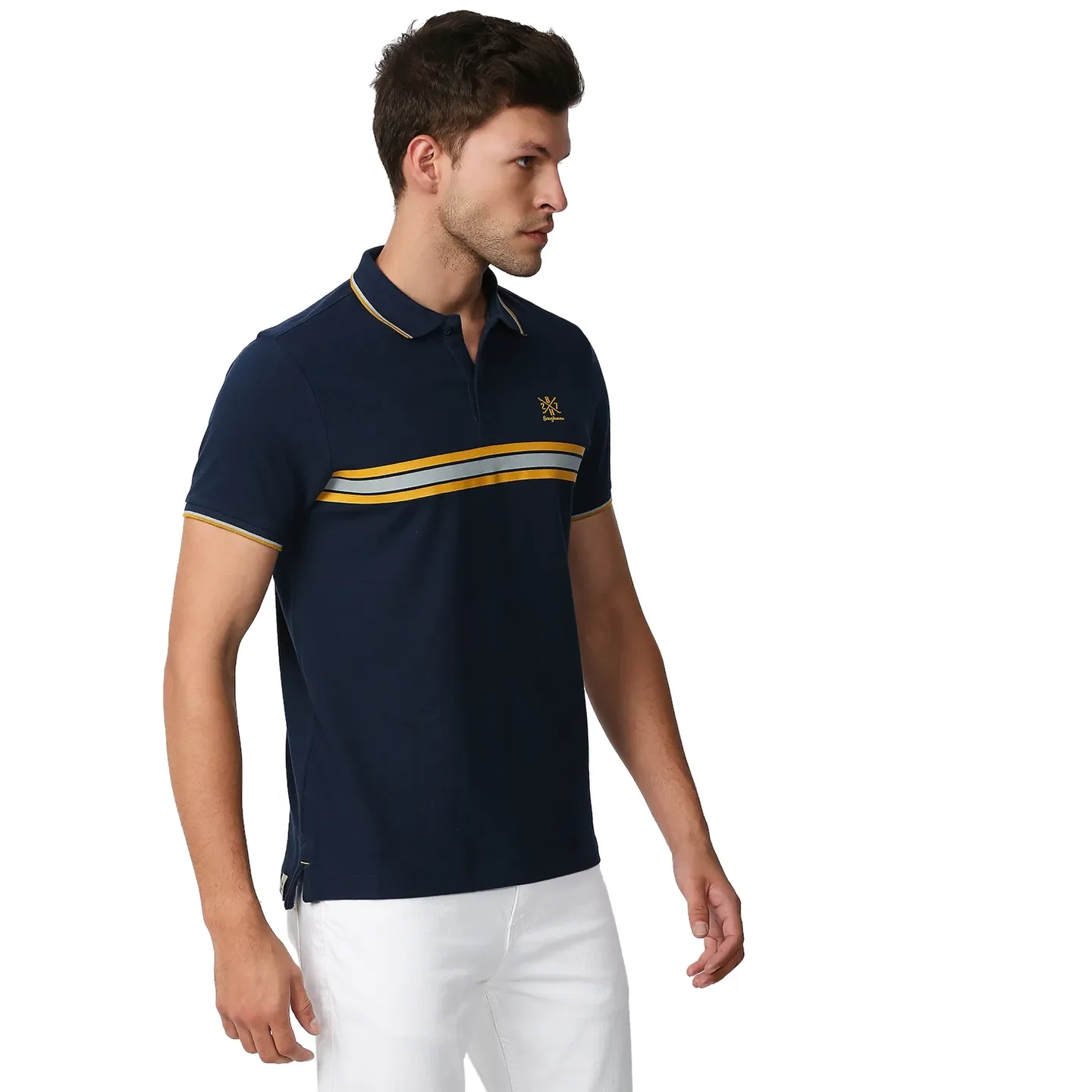 Blue Regular Fit Men's Polo T-Shirt by Being Human Clothing - Image 3