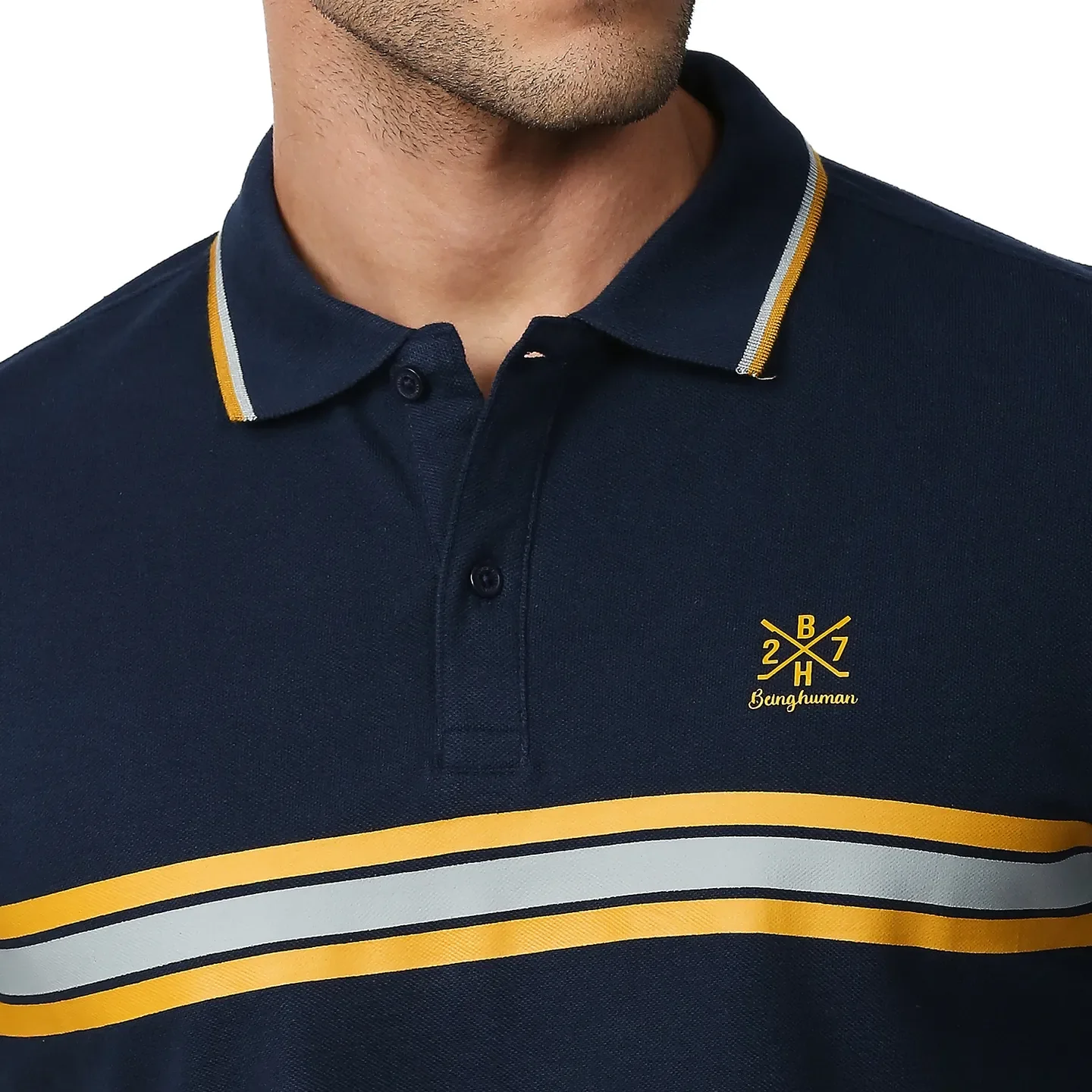 Blue Regular Fit Men's Polo T-Shirt by Being Human Clothing - Image 5