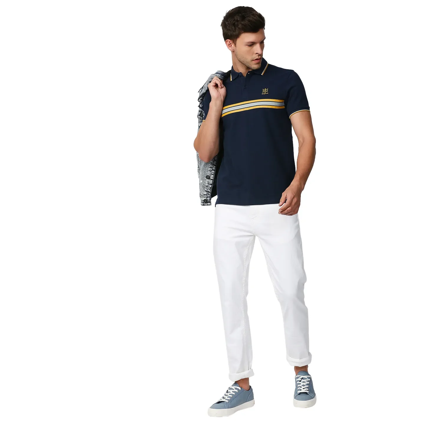 Blue Regular Fit Men's Polo T-Shirt by Being Human Clothing - Image 6