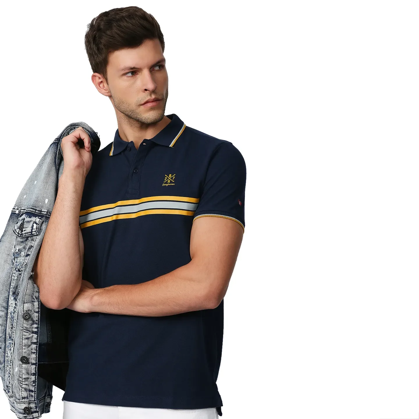 Blue Regular Fit Men's Polo T-Shirt by Being Human Clothing - Image 7