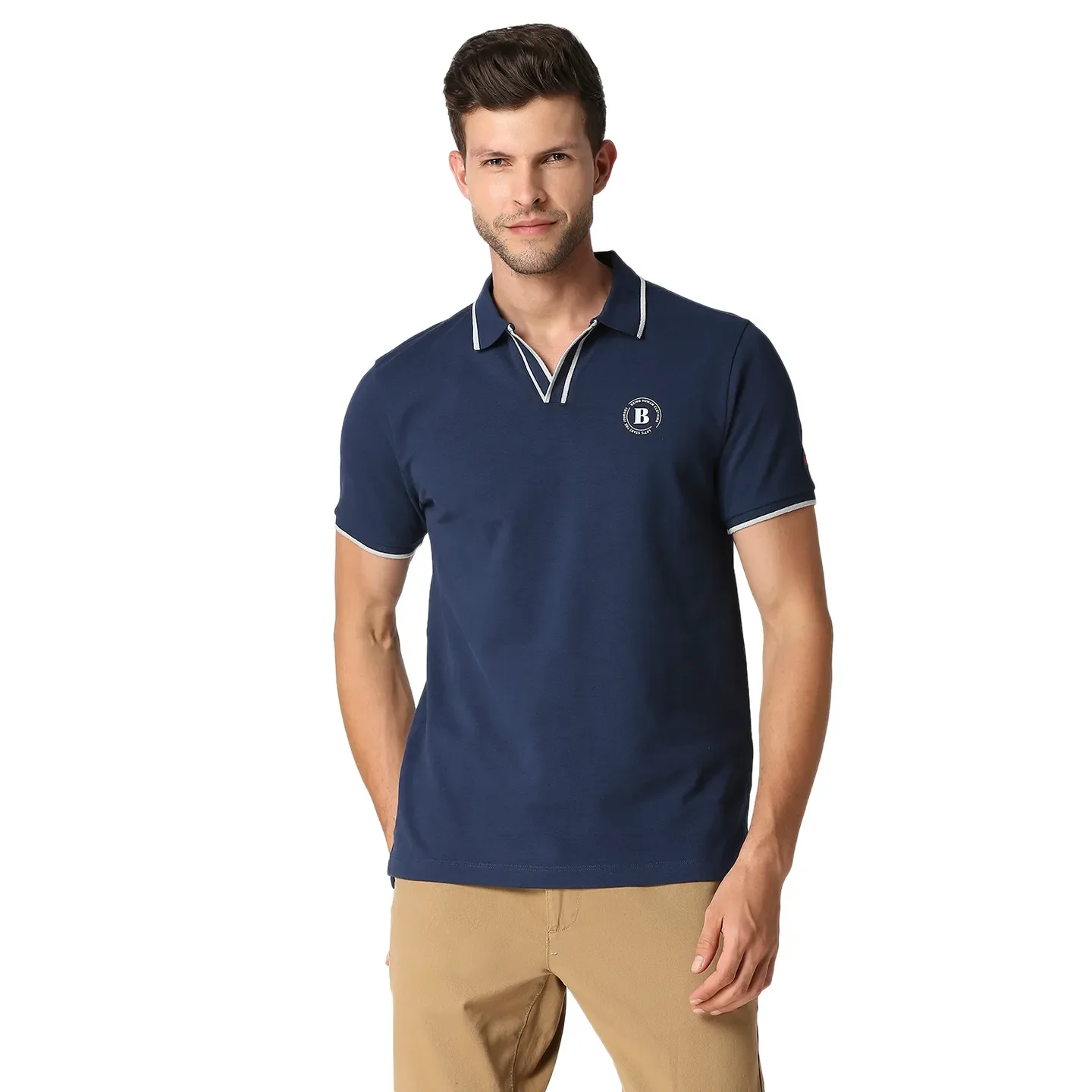 Blue Regular Fit Men's Polo T-Shirt by Being Human Clothing