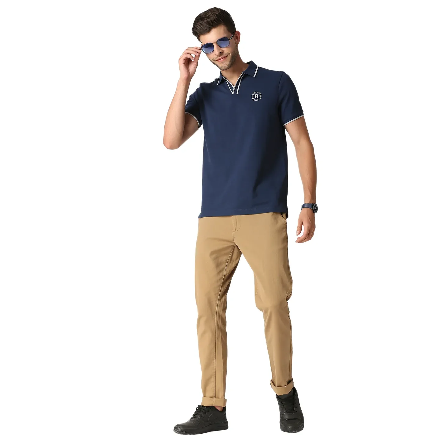 Blue Regular Fit Men's Polo T-Shirt by Being Human Clothing - Image 6