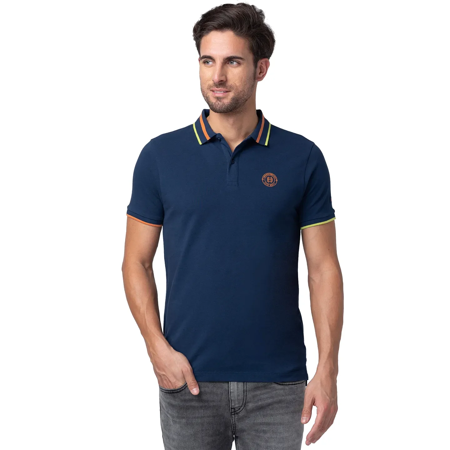 Blue Regular Fit Men's Polo T-Shirt by Being Human Clothing