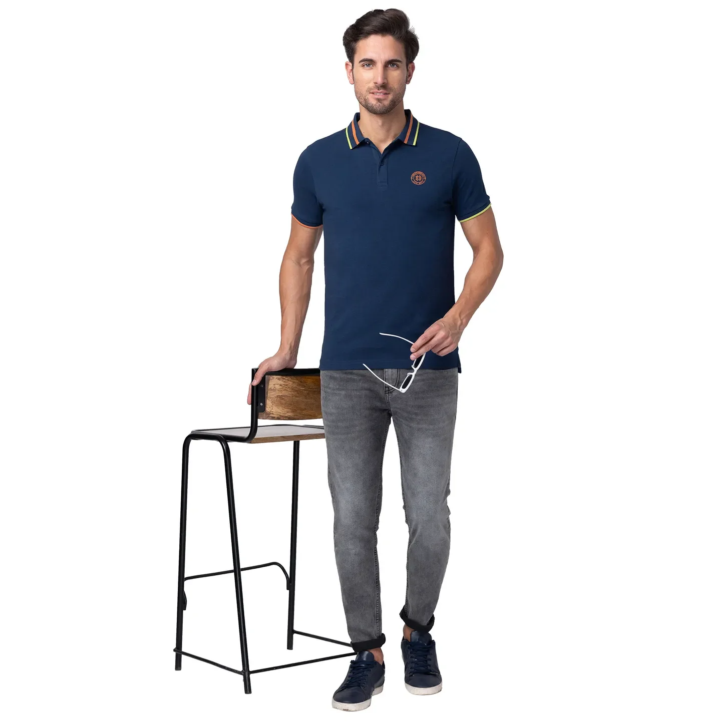 Blue Regular Fit Men's Polo T-Shirt by Being Human Clothing - Image 6