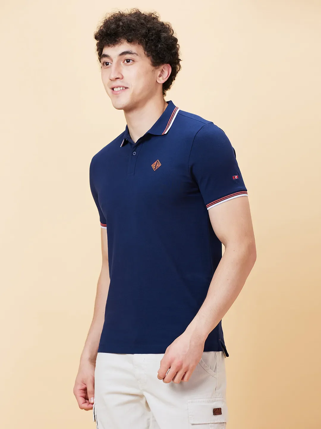 Blue Regular Fit Men's Polo T-Shirt by Being Human Clothing - Image 2