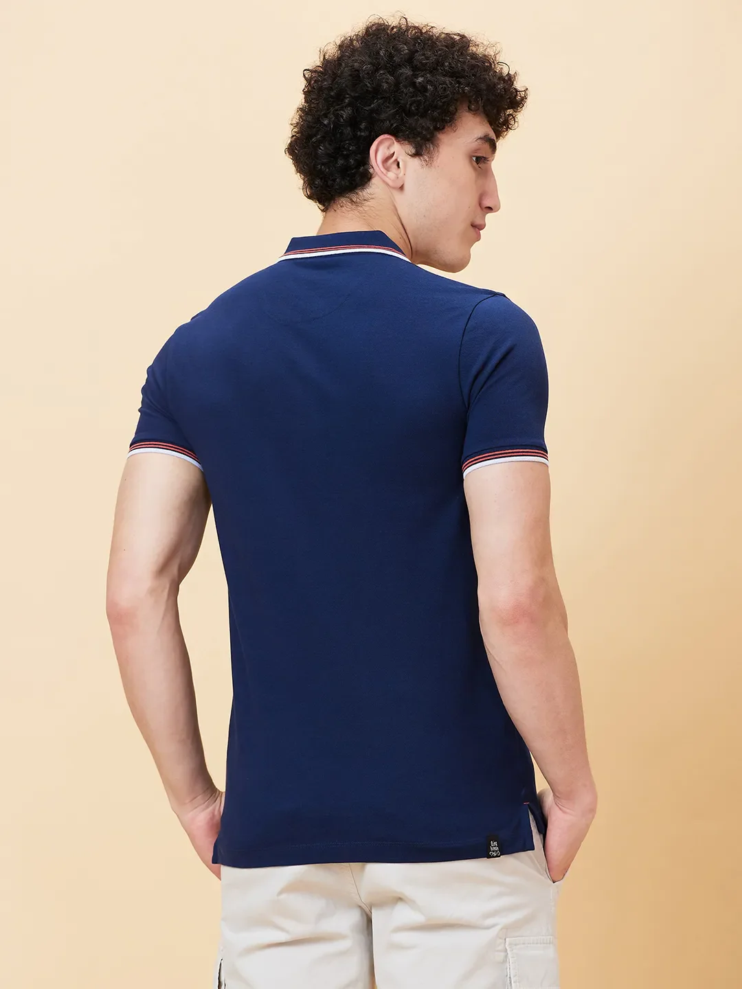 Blue Regular Fit Men's Polo T-Shirt by Being Human Clothing - Image 3