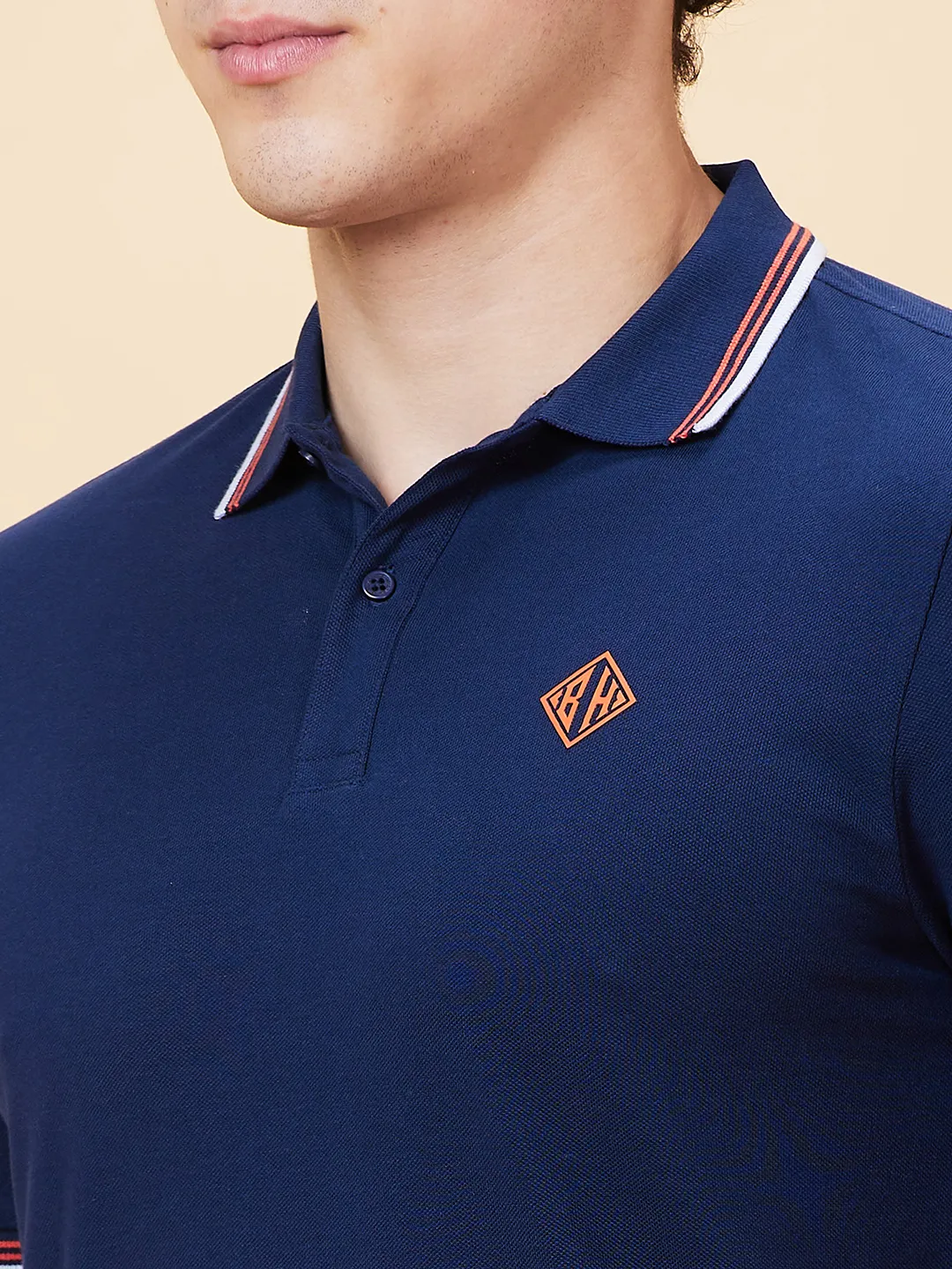 Blue Regular Fit Men's Polo T-Shirt by Being Human Clothing - Image 4