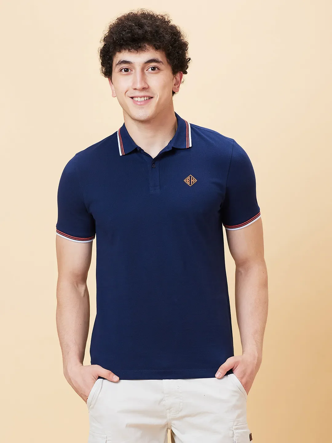 Blue Regular Fit Men's Polo T-Shirt by Being Human Clothing - Image 6