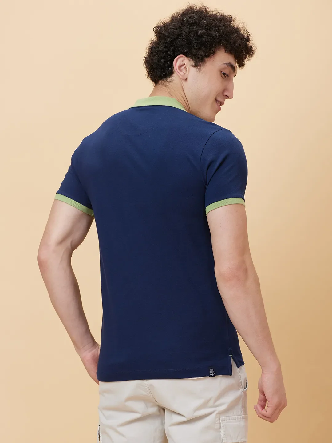 Blue Regular Fit Men's Polo T-Shirt by Being Human Clothing - Image 3