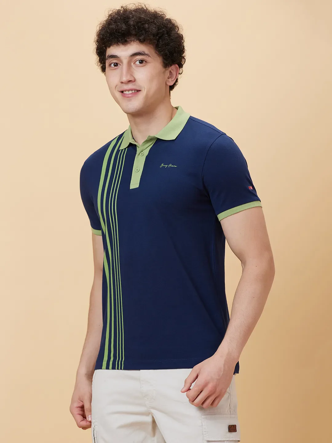 Blue Regular Fit Men's Polo T-Shirt by Being Human Clothing - Image 4
