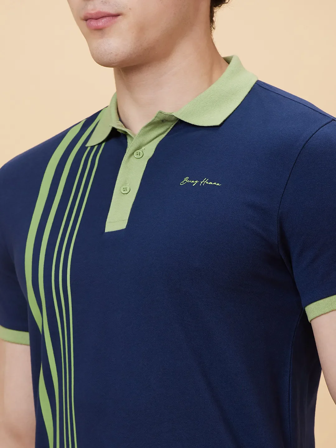 Blue Regular Fit Men's Polo T-Shirt by Being Human Clothing - Image 5