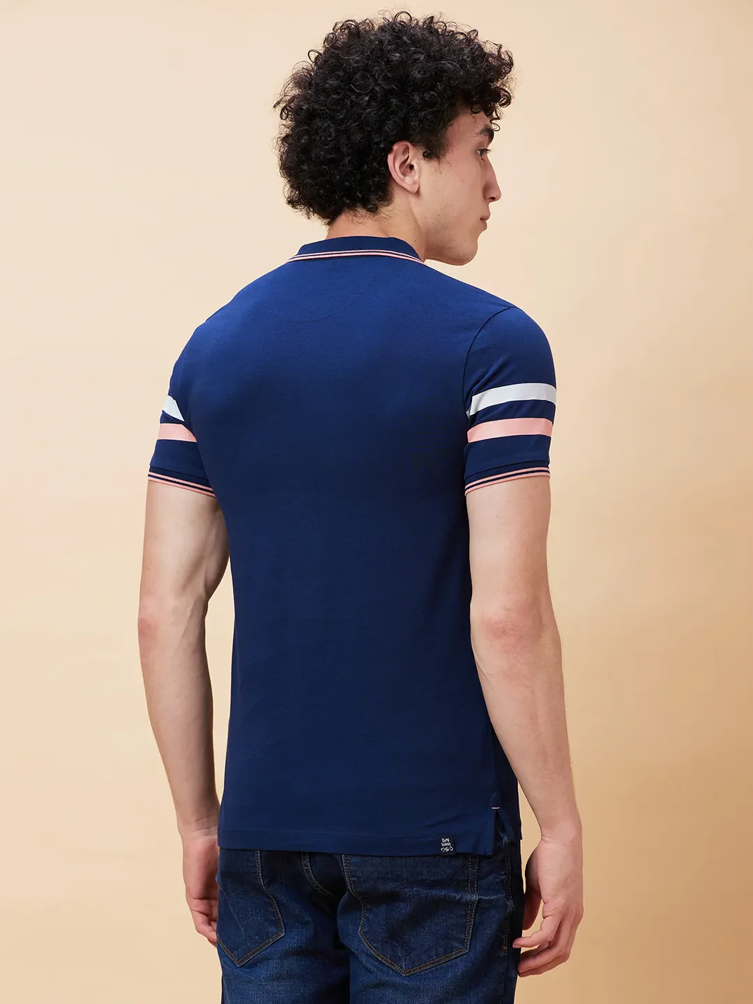 Blue Regular Fit Men's Polo T-Shirt by Being Human Clothing - Image 4
