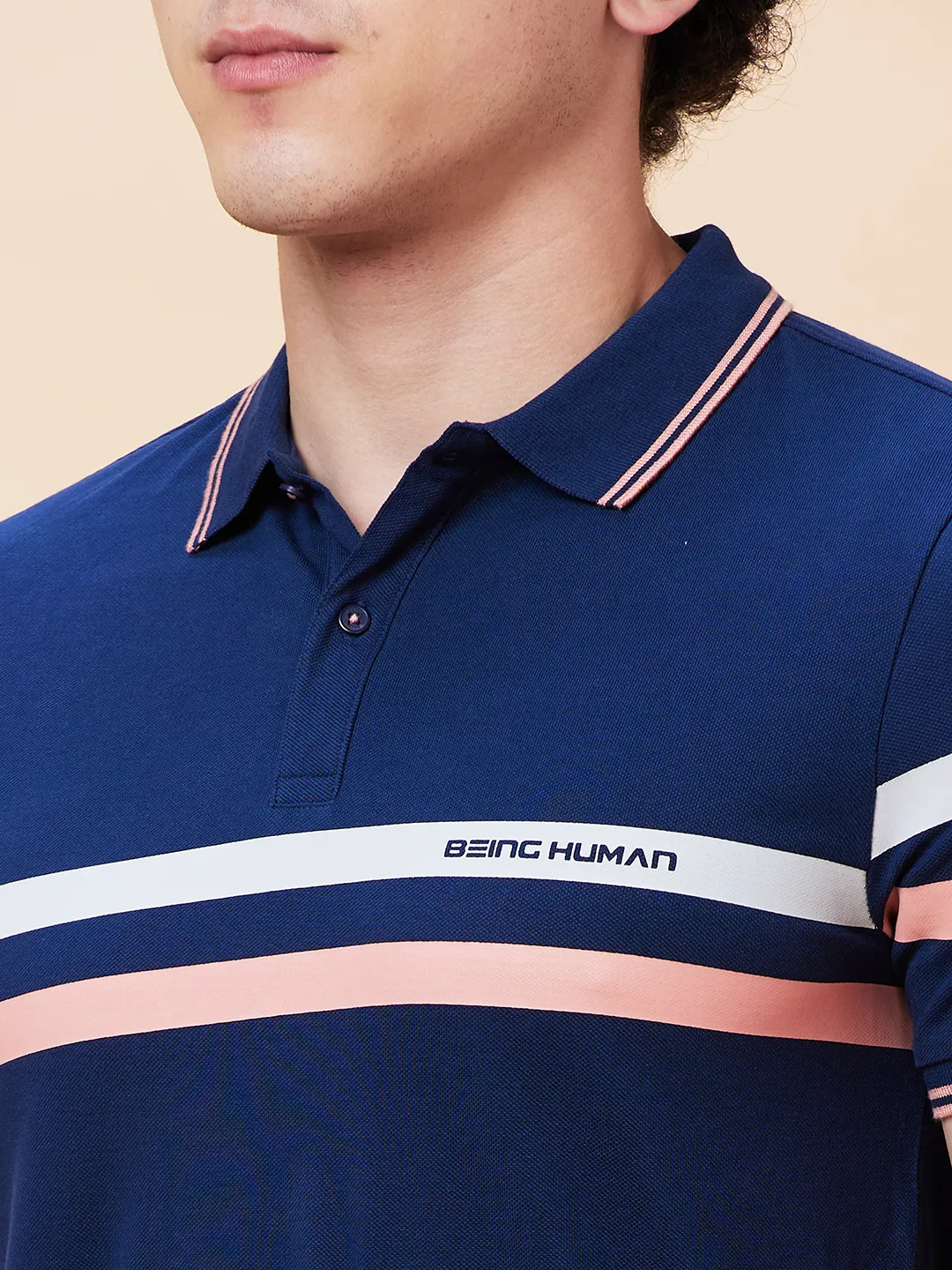 Blue Regular Fit Men's Polo T-Shirt by Being Human Clothing - Image 5