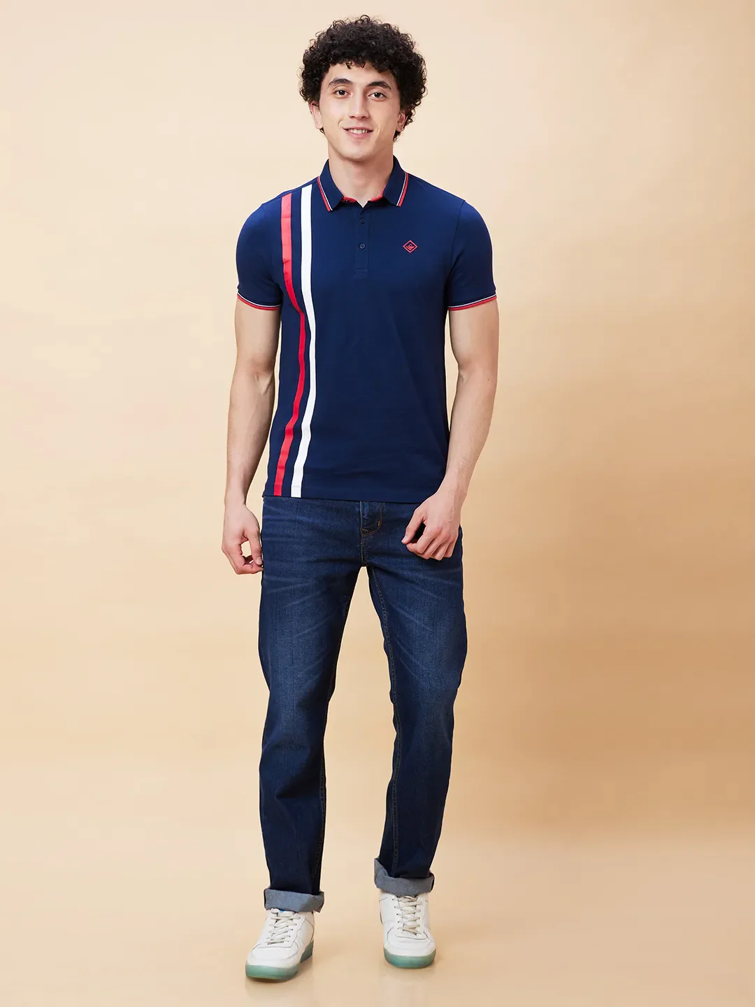 Blue Regular Fit Men's Polo T-Shirt by Being Human Clothing - Image 2