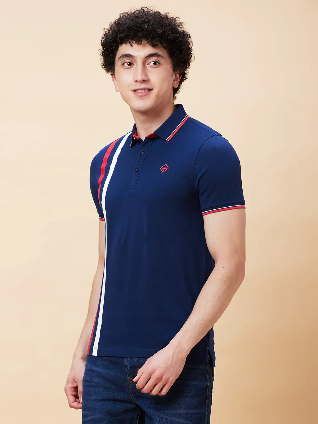 Blue Regular Fit Men's Polo T-Shirt by Being Human Clothing - Image 3