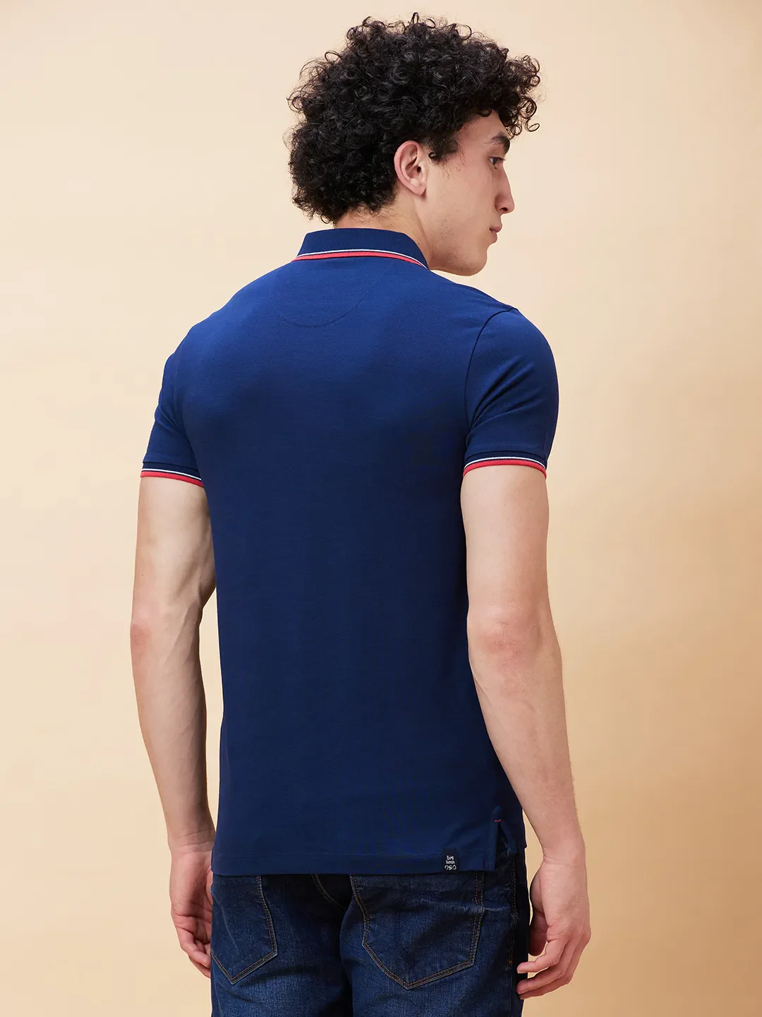 Blue Regular Fit Men's Polo T-Shirt by Being Human Clothing - Image 4