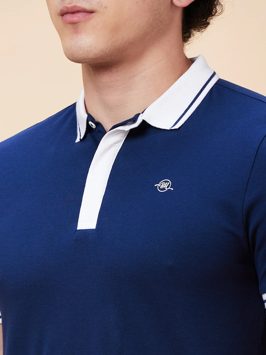 Blue Regular Fit Men's Polo T-Shirt by Being Human Clothing - Image 5