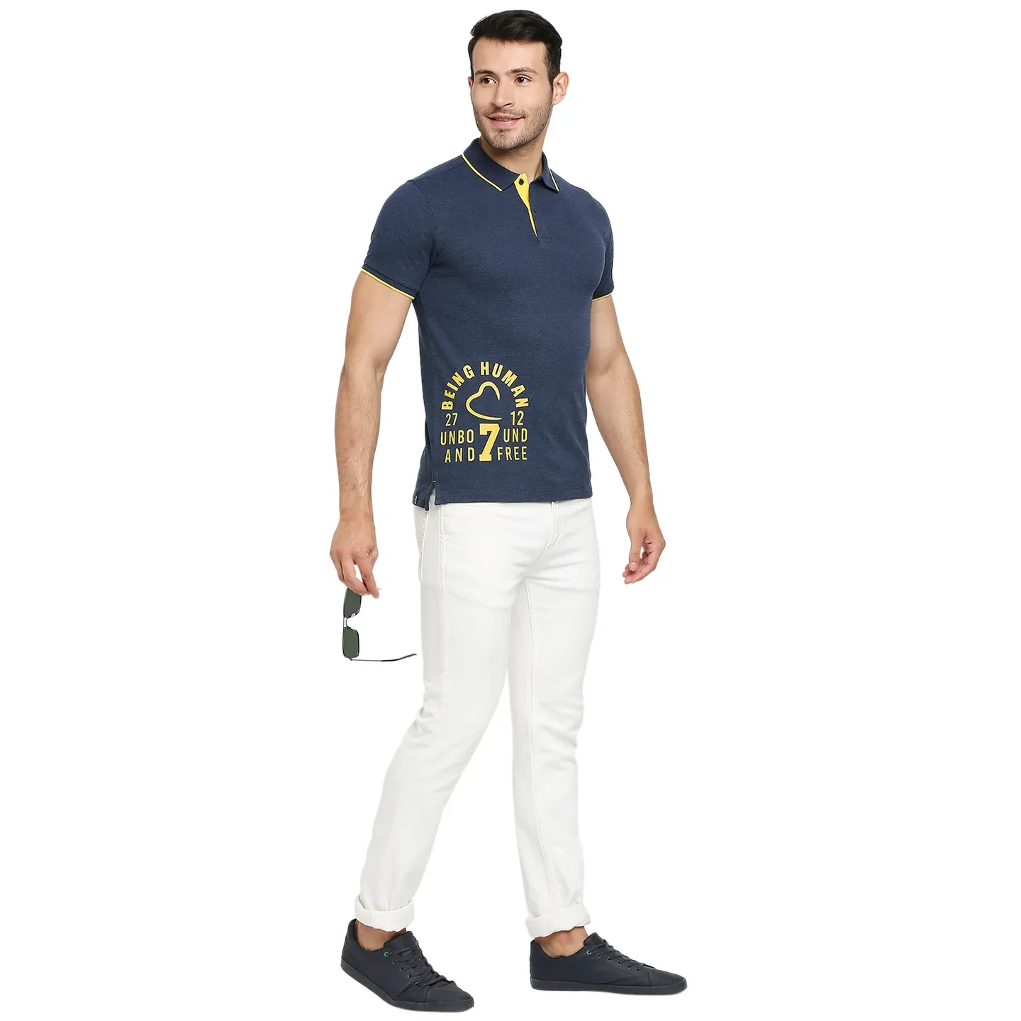 Blue Regular Fit Men's Polo T-Shirt by Being Human Clothing - Image 6