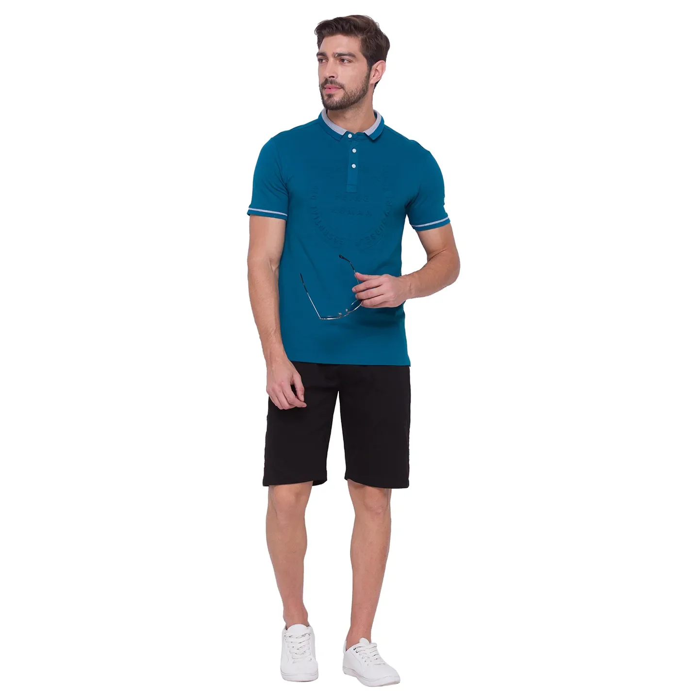 Ocean Blue Regular Fit Men's Polo T-shirt by Being Human Clothing - Image 5