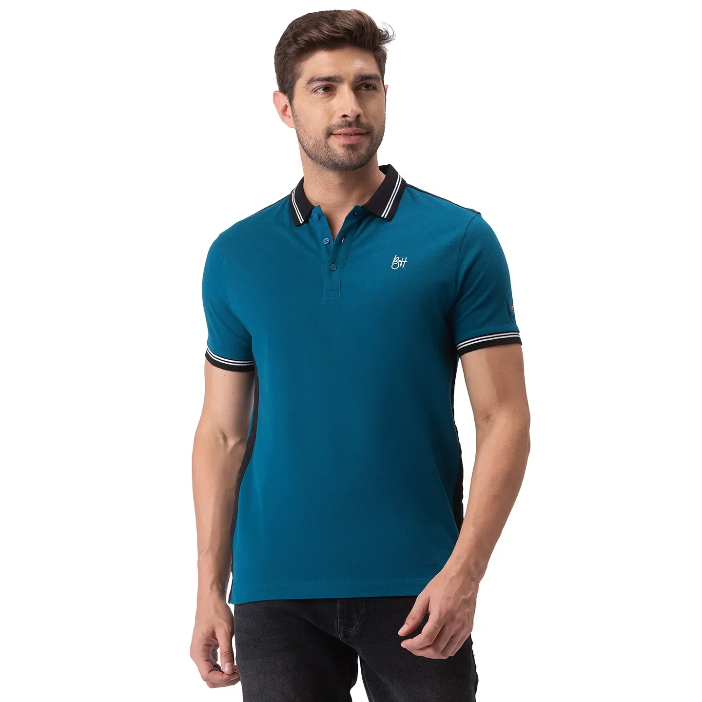 Blue Regular Fit Men's Polo T-Shirt by Being Human Clothing