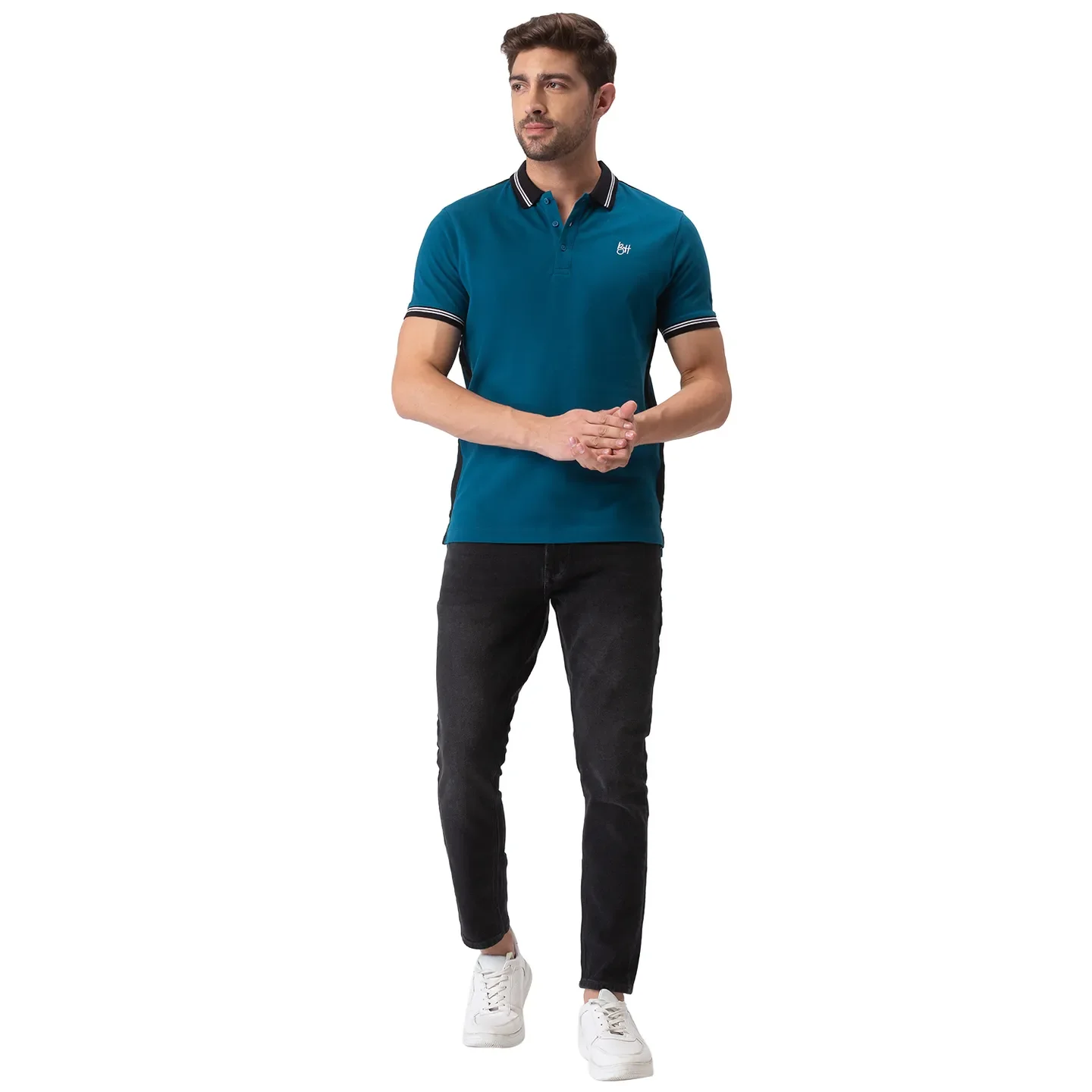 Blue Regular Fit Men's Polo T-Shirt by Being Human Clothing - Image 2