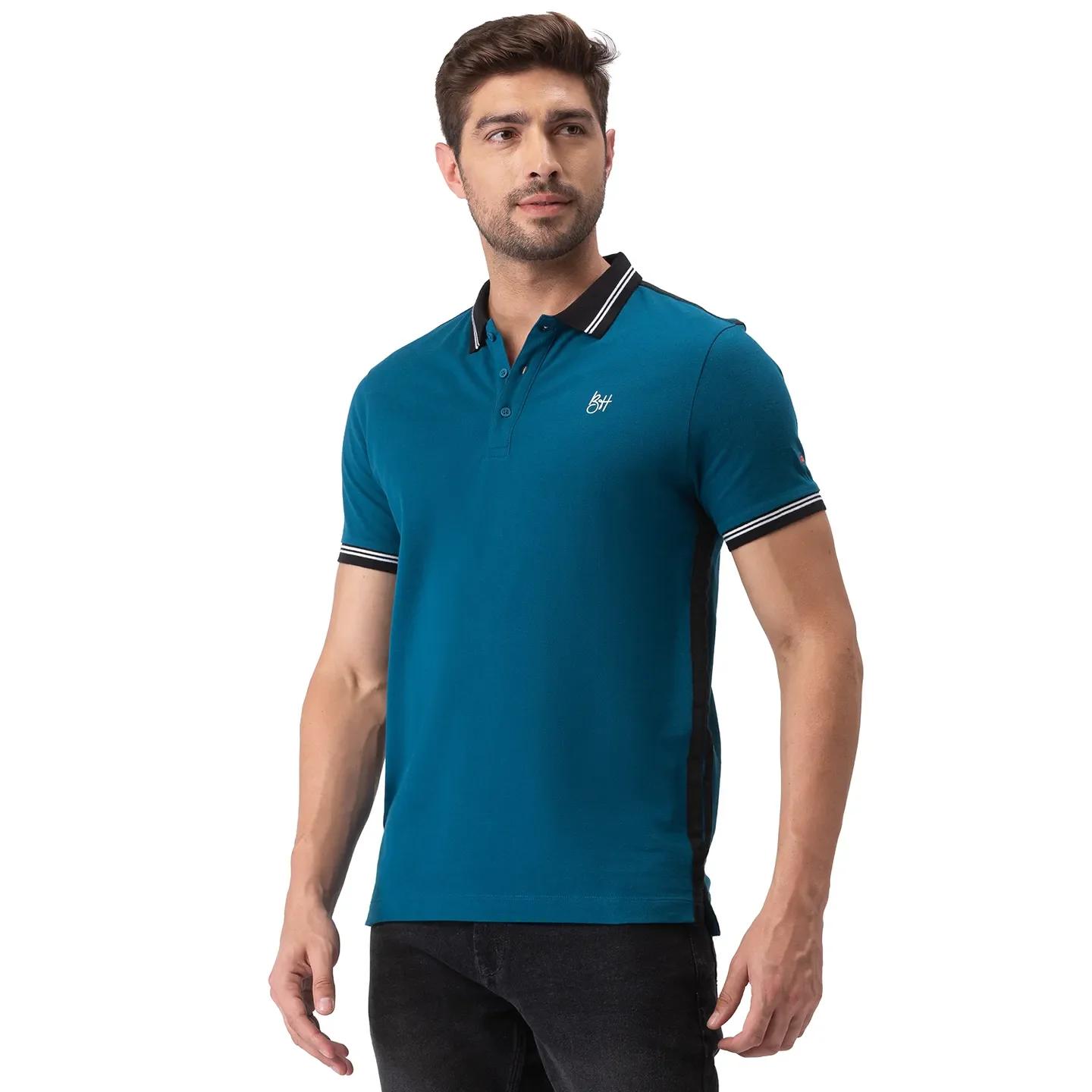 Blue Regular Fit Men's Polo T-Shirt by Being Human Clothing - Image 4