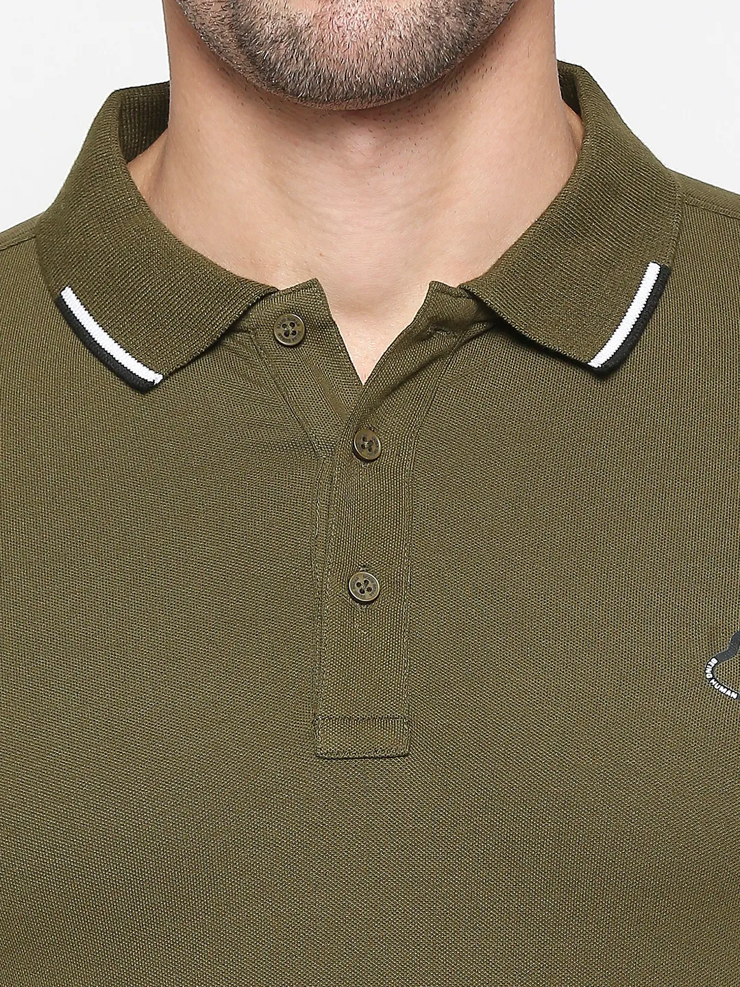 Olive Regular Fit Men's Polo T-shirt by Being Human Clothing - Image 5